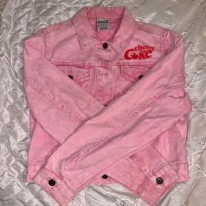 F21 Cherry Coke Pink Tie-Dye Cropped Denim Jacket